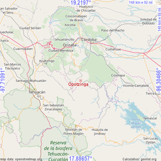 Opotzinga on map