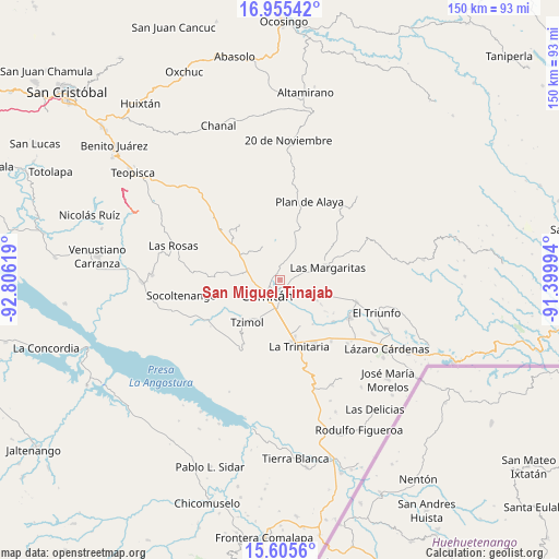 San Miguel Tinajab on map