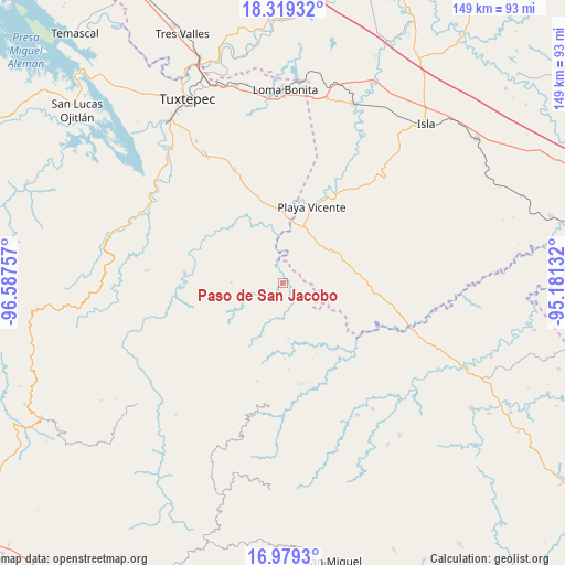 Paso de San Jacobo on map