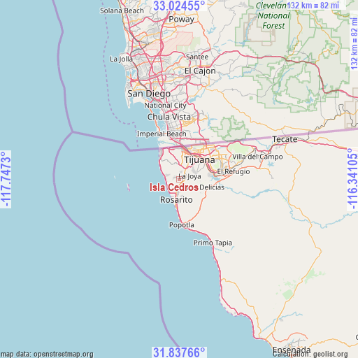 Isla Cedros on map