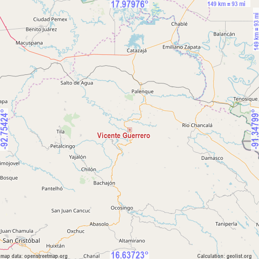 Vicente Guerrero on map