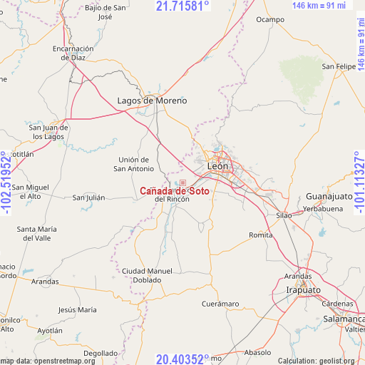Cañada de Soto on map