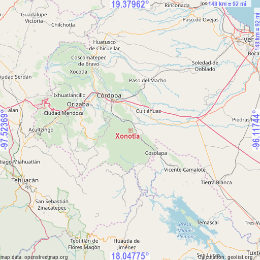 Xonotla on map