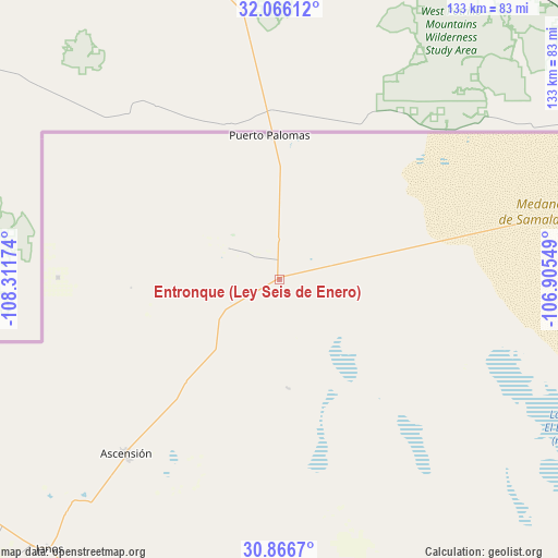 Entronque (Ley Seis de Enero) on map