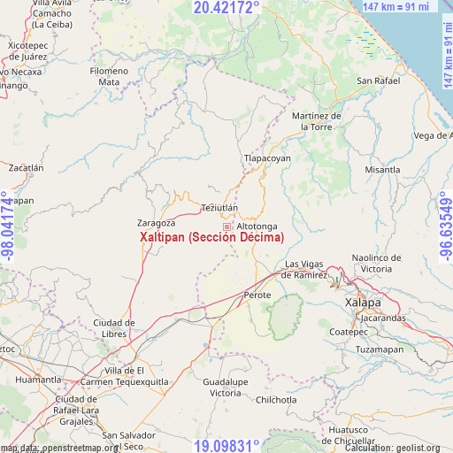 Xaltipan (Sección Décima) on map