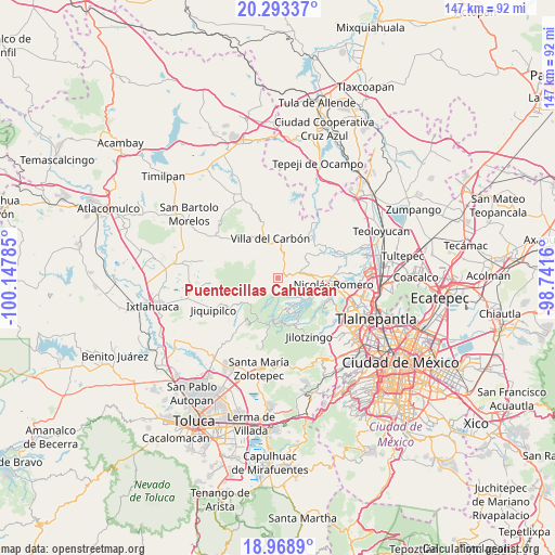 Puentecillas Cahuacán on map
