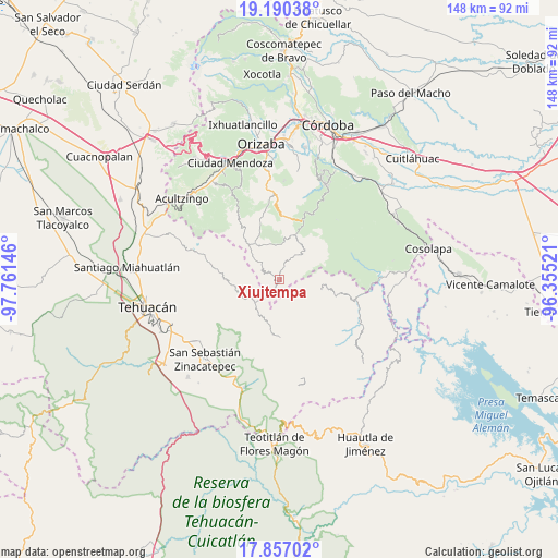 Xiujtempa on map