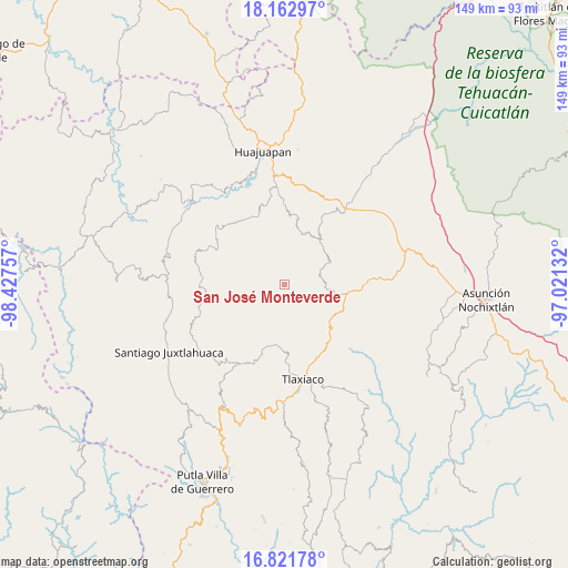 San José Monteverde on map