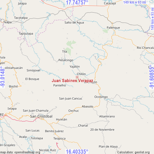 Juan Sabines Verapaz on map