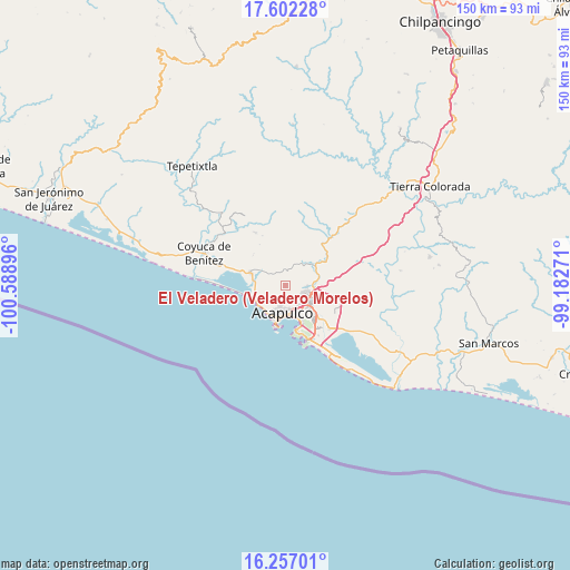 El Veladero (Veladero Morelos) on map