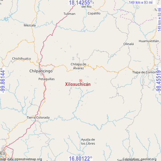 Xiloxuchicán on map