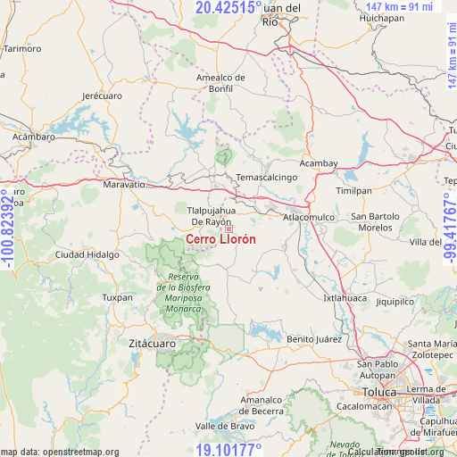 Cerro Llorón on map