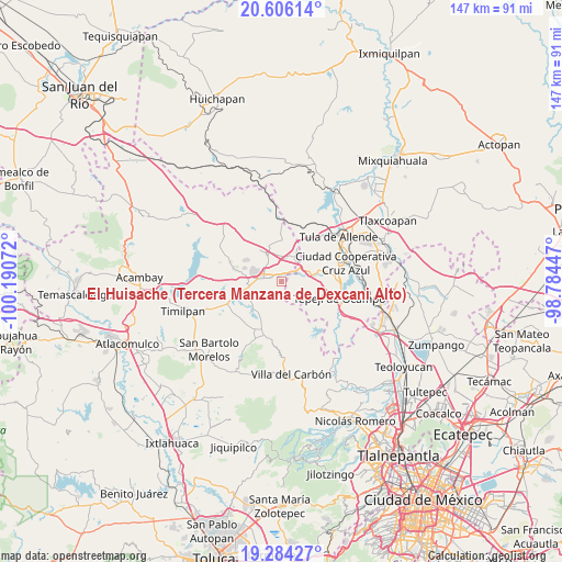 El Huisache (Tercera Manzana de Dexcani Alto) on map