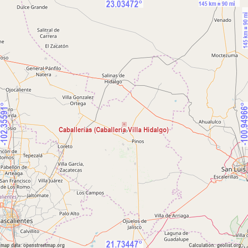 Caballerías (Caballería Villa Hidalgo) on map