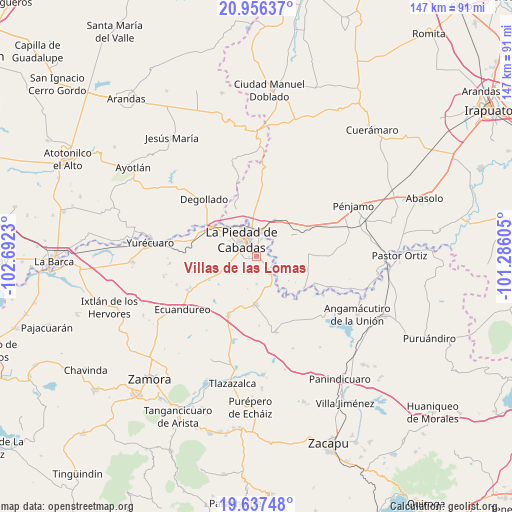 Villas de las Lomas on map