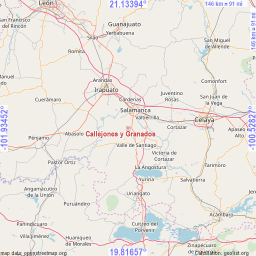 Callejones y Granados on map