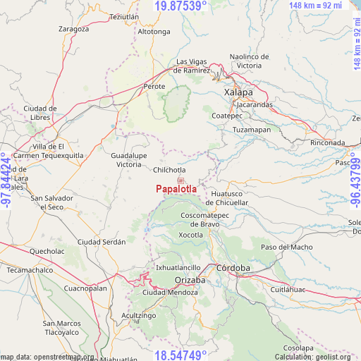 Papalotla on map