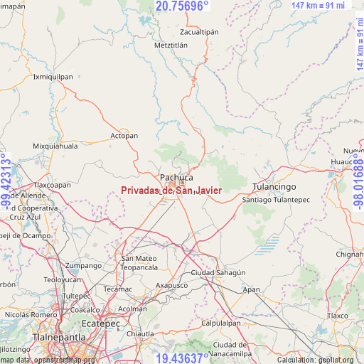 Privadas de San Javier on map