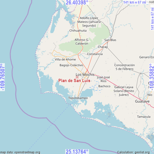 Plan de San Luis on map
