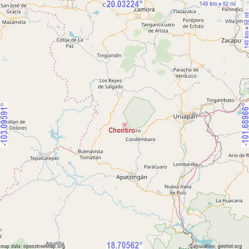 Choritiro on map