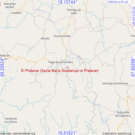El Platanar (Santa María Guadalupe el Platanar) on map