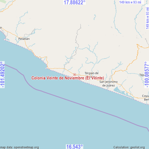 Colonia Veinte de Noviembre (El Veinte) on map