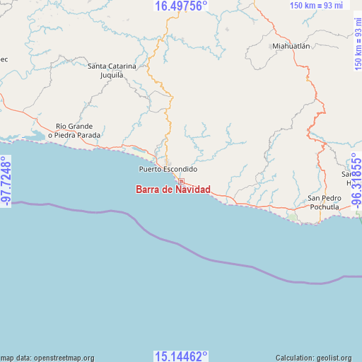 Barra de Navidad on map