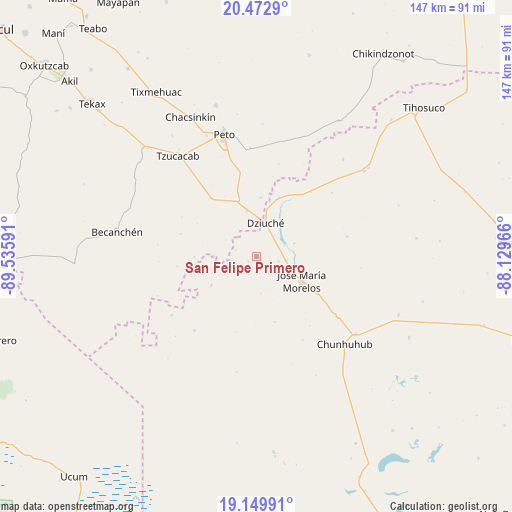 San Felipe Primero on map