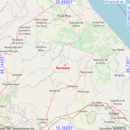 Nectepec on map