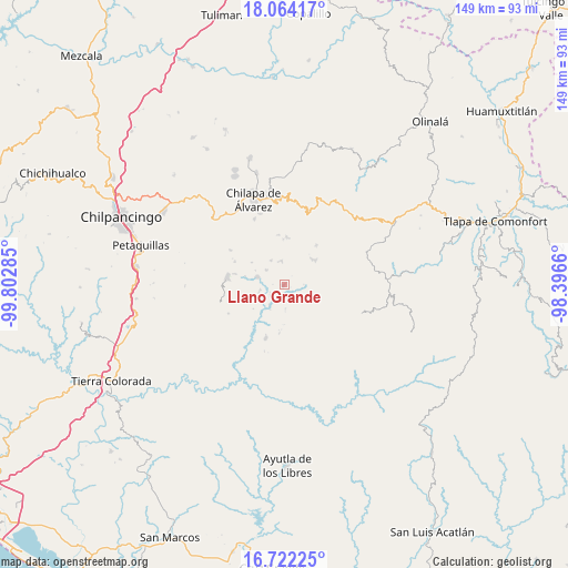 Llano Grande on map