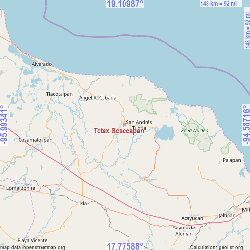 Tetax Sesecapan on map