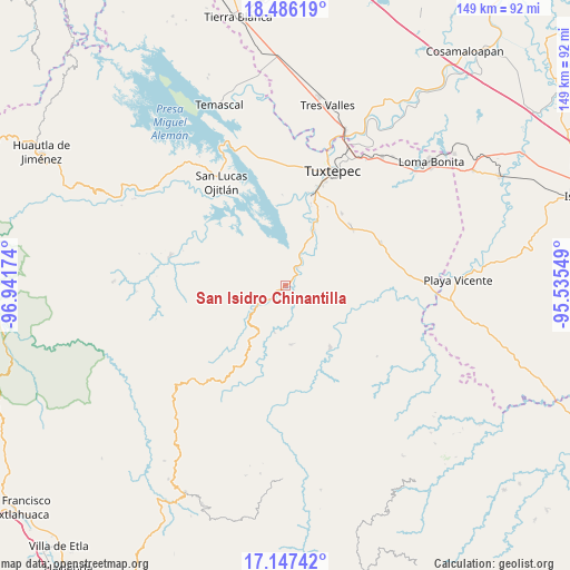 San Isidro Chinantilla on map
