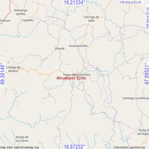 Ahuatepec Ejido on map