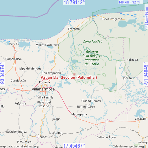 Aztlán 5ta. Sección (Palomillal) on map