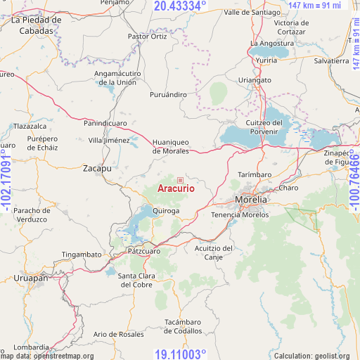 Aracurio on map