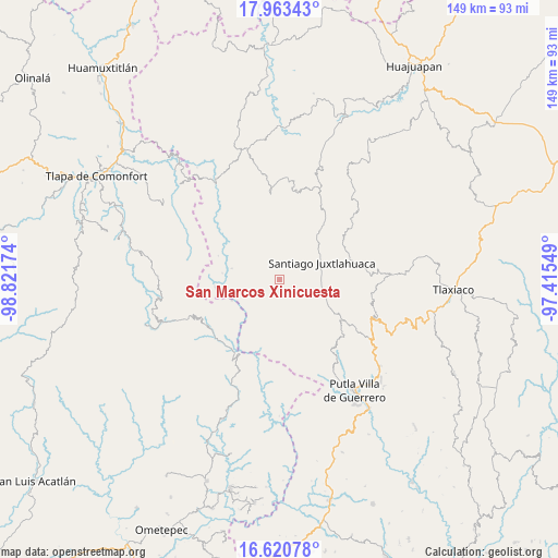 San Marcos Xinicuesta on map