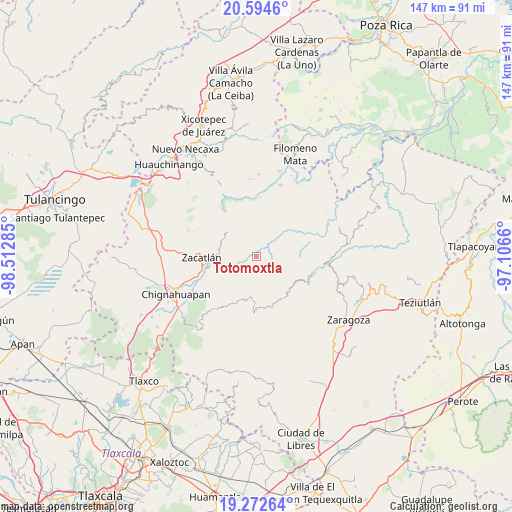 Totomoxtla on map