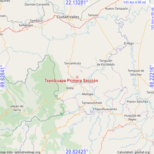 Tepotzuapa Primera Sección on map