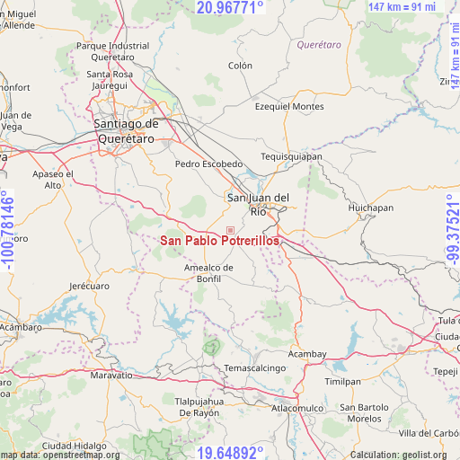 San Pablo Potrerillos on map