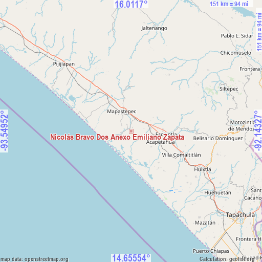 Nicolás Bravo Dos Anexo Emiliano Zapata on map