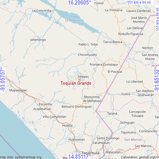 Toquián Grande on map