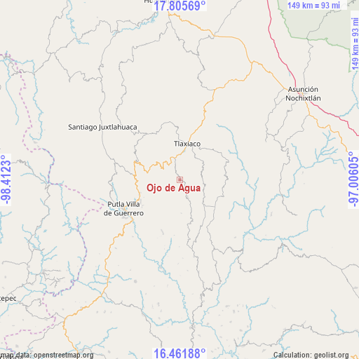 Ojo de Agua on map
