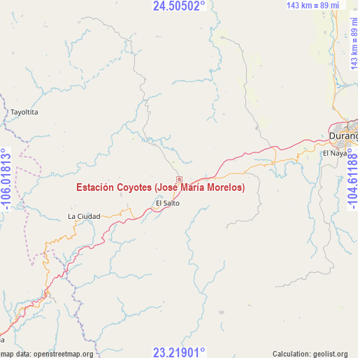 Estación Coyotes (José María Morelos) on map