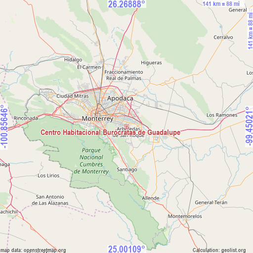 Centro Habitacional Burócratas de Guadalupe on map