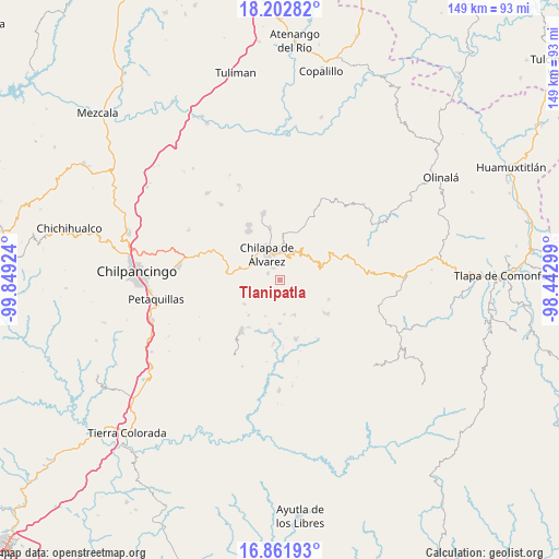 Tlanipatla on map