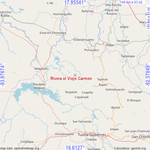 Rivera el Viejo Carmen on map