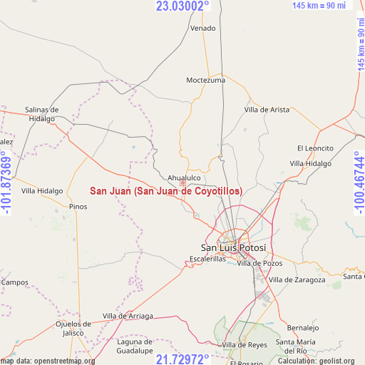 San Juan (San Juan de Coyotillos) on map