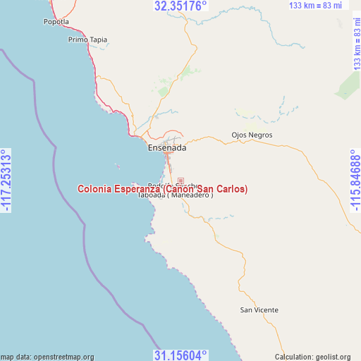 Colonia Esperanza (Cañón San Carlos) on map