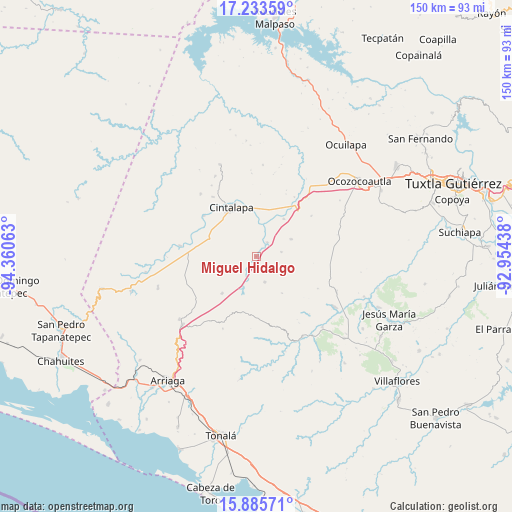Miguel Hidalgo on map