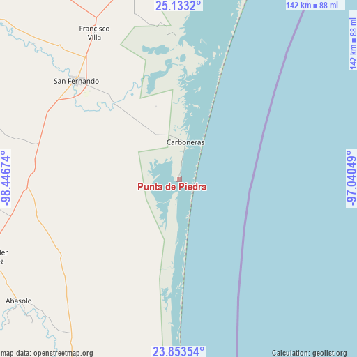Punta de Piedra on map